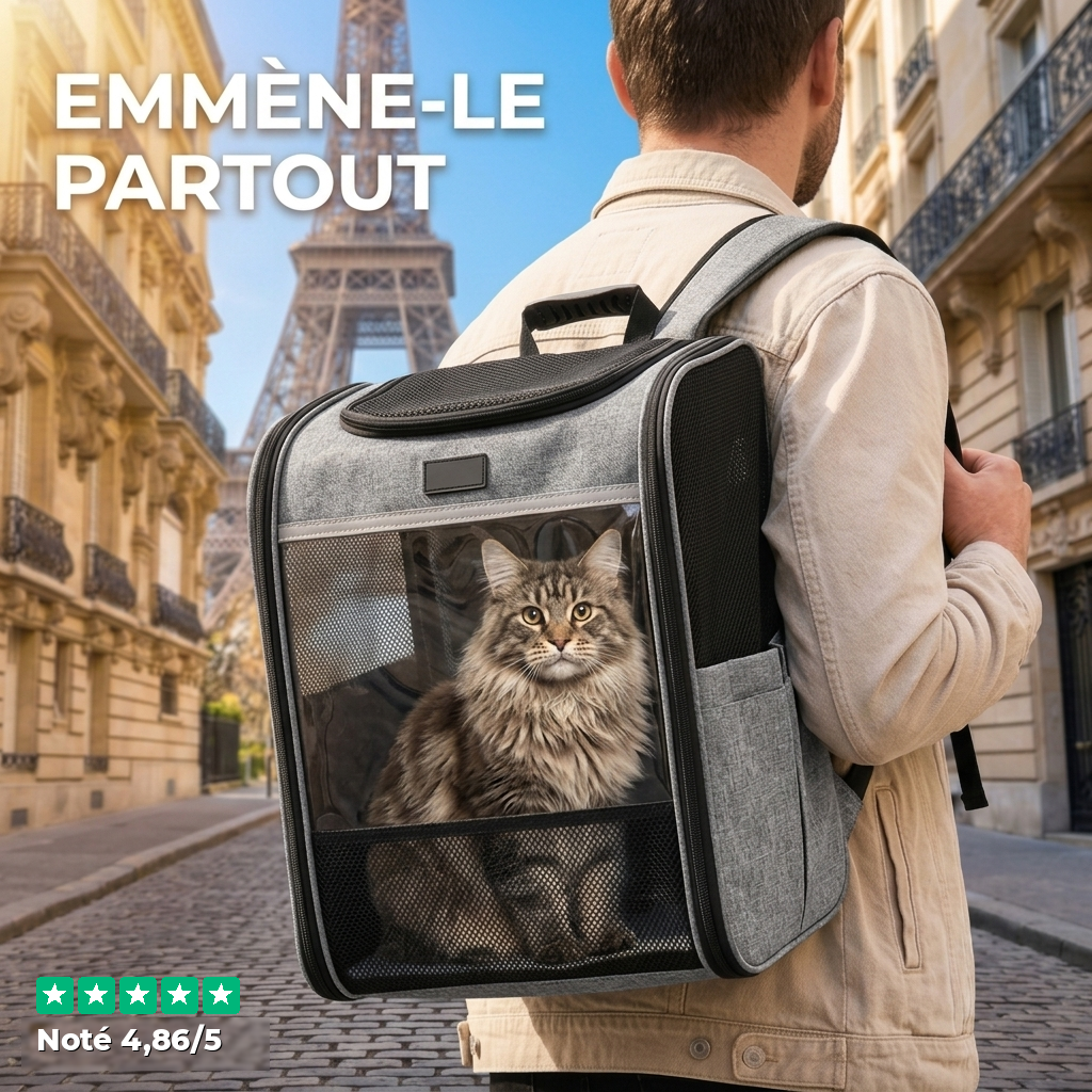 Sac à dos chat — jusqu'à 10 kg, grand format