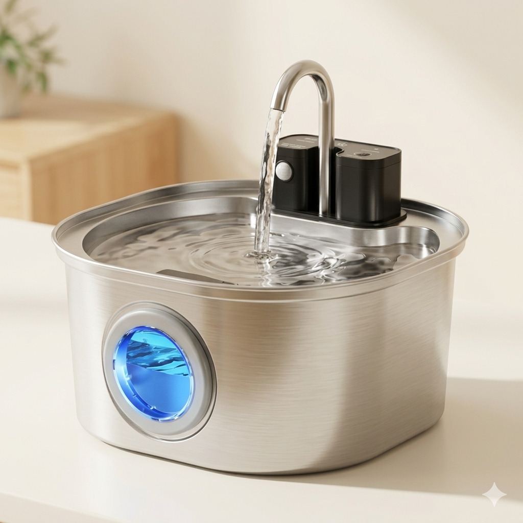 Fontaine à eau pour chat — Inox 304 & Capteur de mouvement