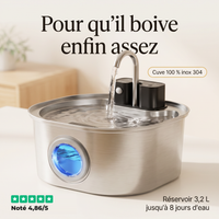 Fontaine à eau pour chat sans fil — inox 304, capteur de mouvement, 3,2 L
