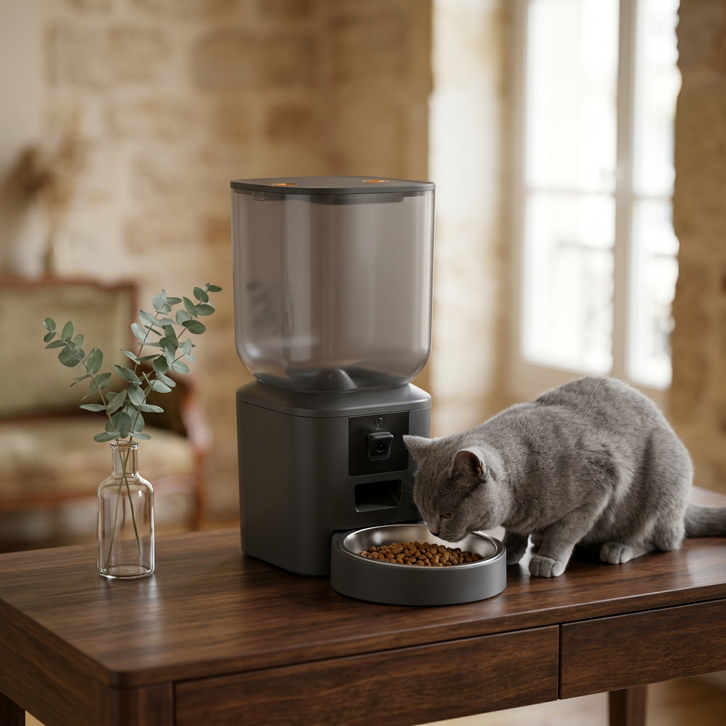 Distributeur connecté pour chat — Caméra HD & Contrôle à distance