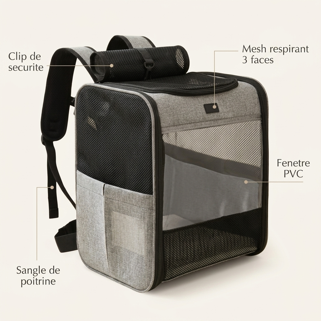 Sac de transport pour chat — Respirant & Structuré jusqu'à 10 kg