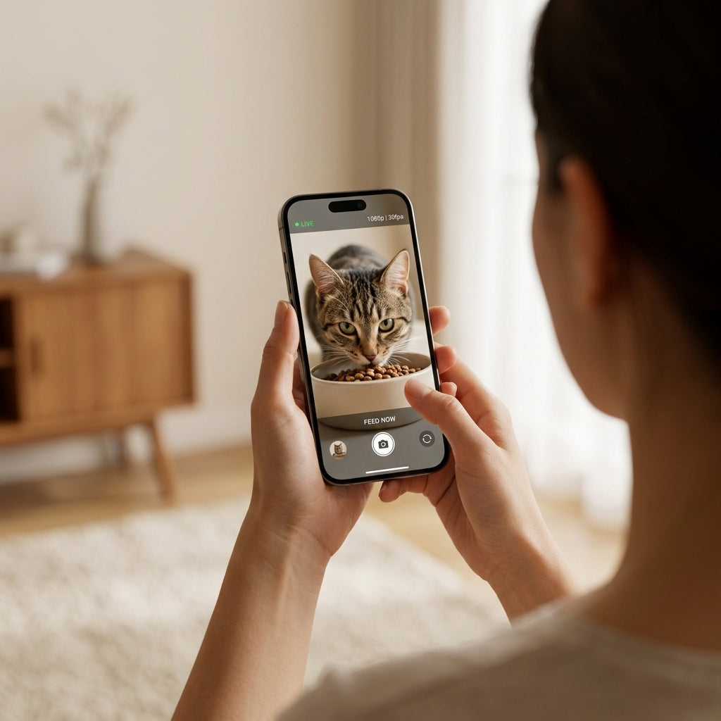 Distributeur connecté pour chat — Caméra HD & Contrôle à distance