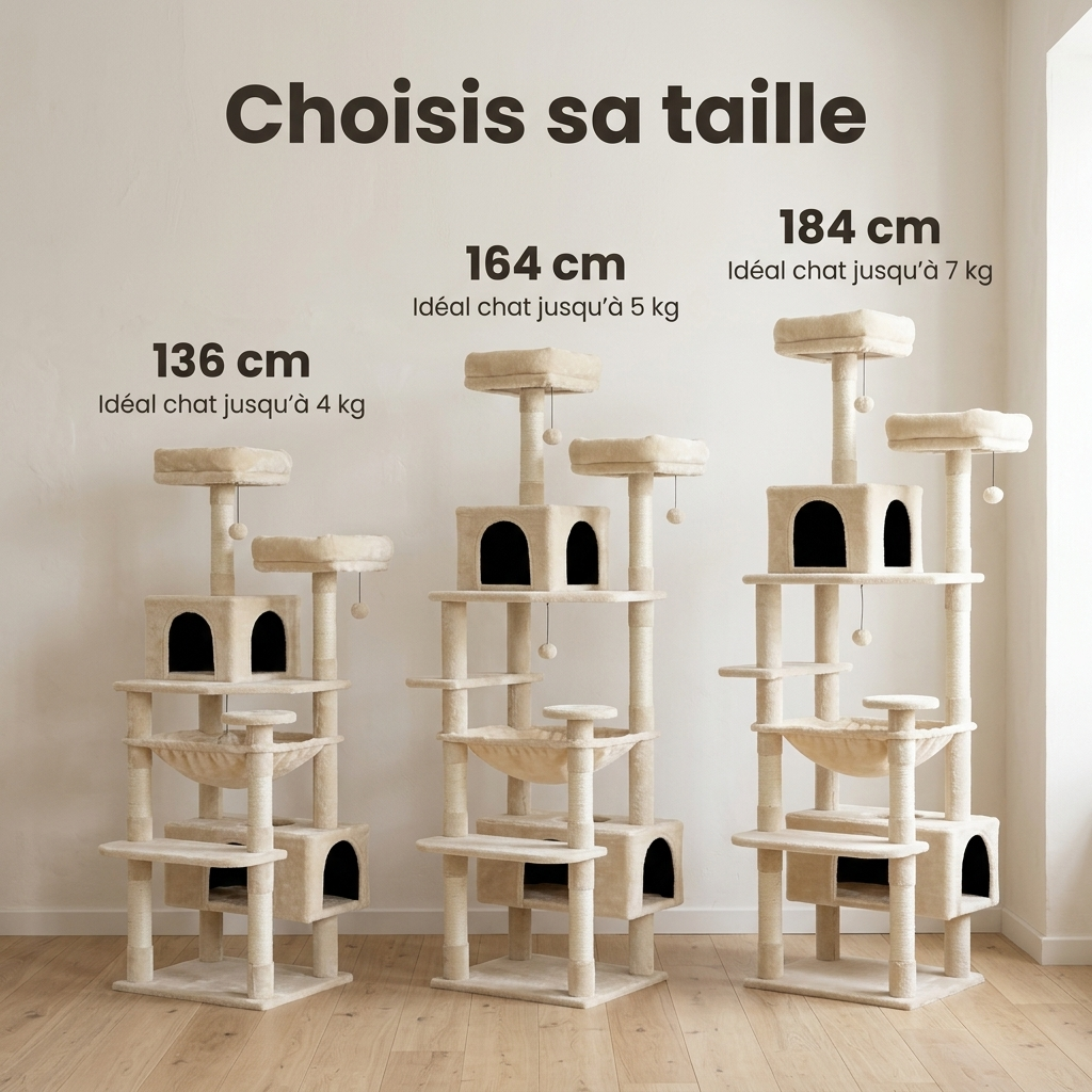 Trois tailles : 136, 164 et 184 cm