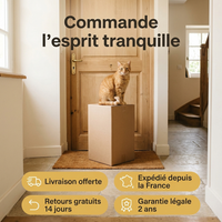 Livraison offerte, expédié depuis la France, retours gratuits 14 jours, garantie légale 2 ans