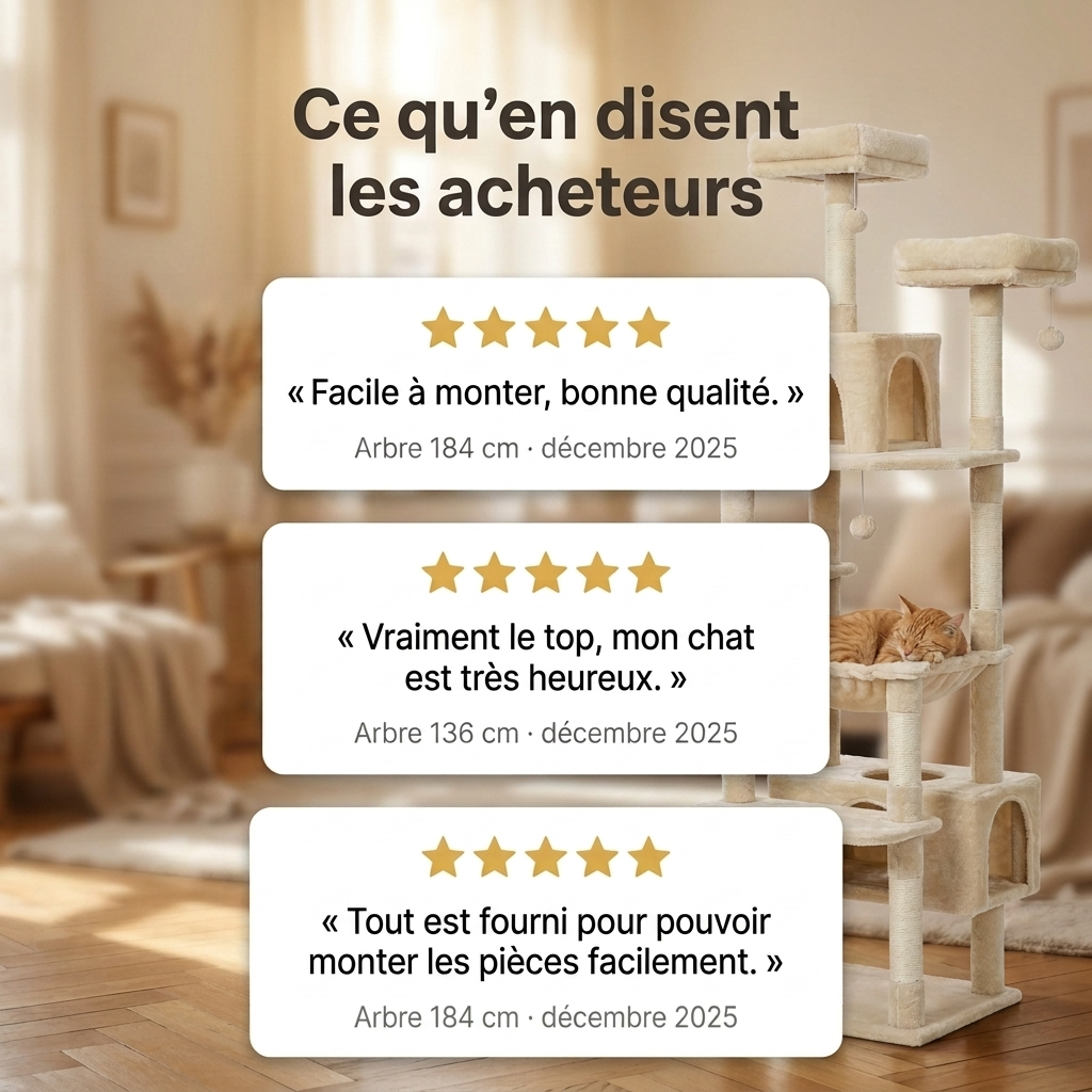 Ce qu'en disent les acheteurs : avis clients sur l'arbre à chat