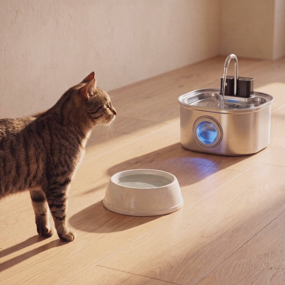 Fontaine à eau pour chat — Inox 304 & Capteur de mouvement