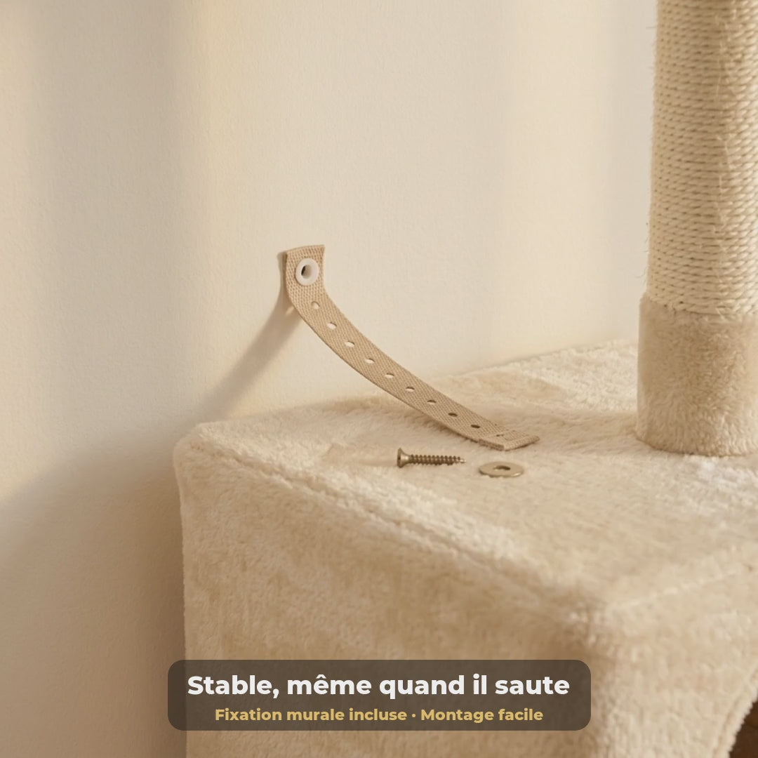 Fixé au mur, stable même quand il saute : fixation murale incluse, montage facile